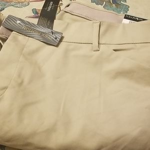 Khaki bootcut pants with deep pockets